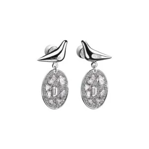 Enchanted Mirror Pavé Drop Earrings, diamonds, white gold