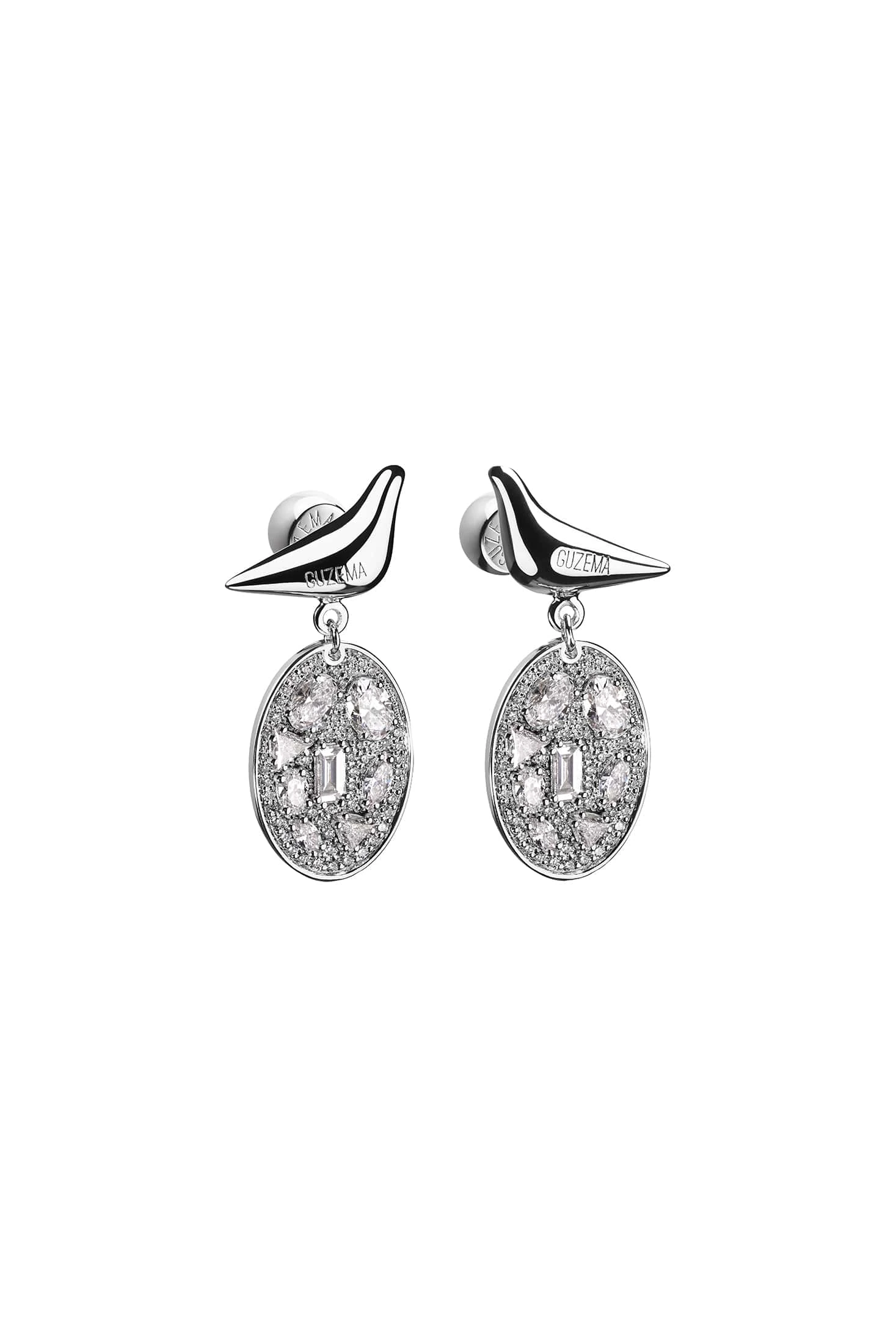 Earrings Enchanted Mirror Pavé Drop Earrings, diamonds, white gold for a unique and sophisticated look