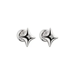Halo Star Stud Earrings, diamonds, white gold