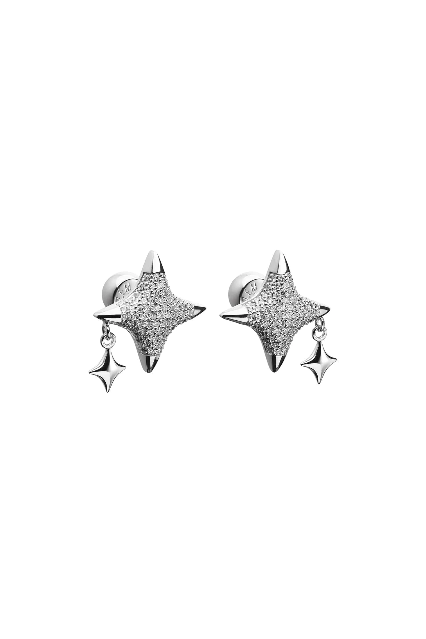 Earrings Star Charm Stud Earrings, diamonds, white gold for stylish and elegant looks