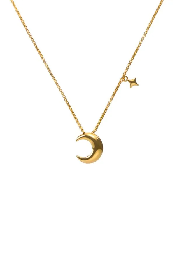 Custom Necklaces Moon Pendant, yellow gold for a luxurious style