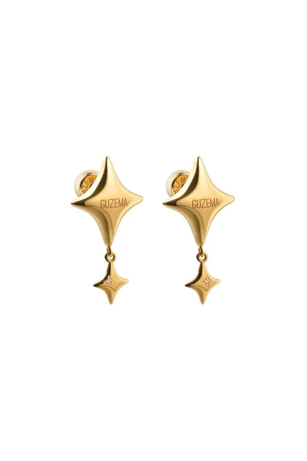 Earrings Star Drop Earrings with a diamond, yellow gold for a unique and sophisticated look