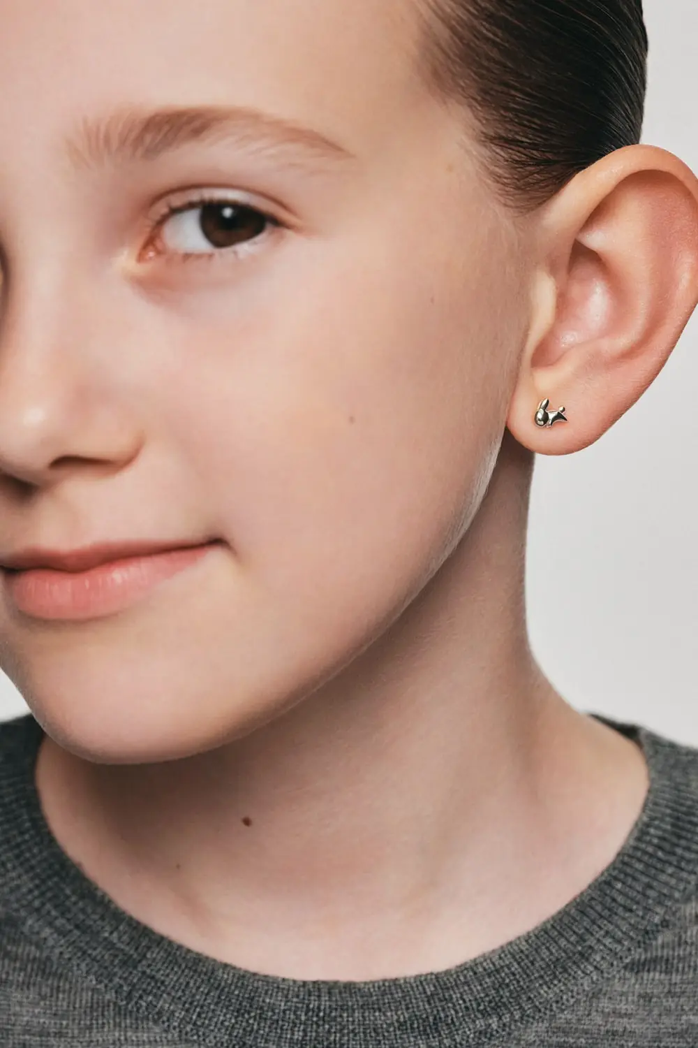 Earrings Rabbit Stud Earrings, white gold with timeless design by Guzema