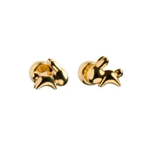 Rabbit Stud Earrings, yellow gold