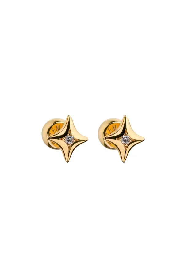 Earrings Mini Star Stud Earrings, yellow gold with timeless design by Guzema