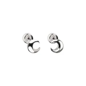 Mini Moon Stud Earrings, white gold