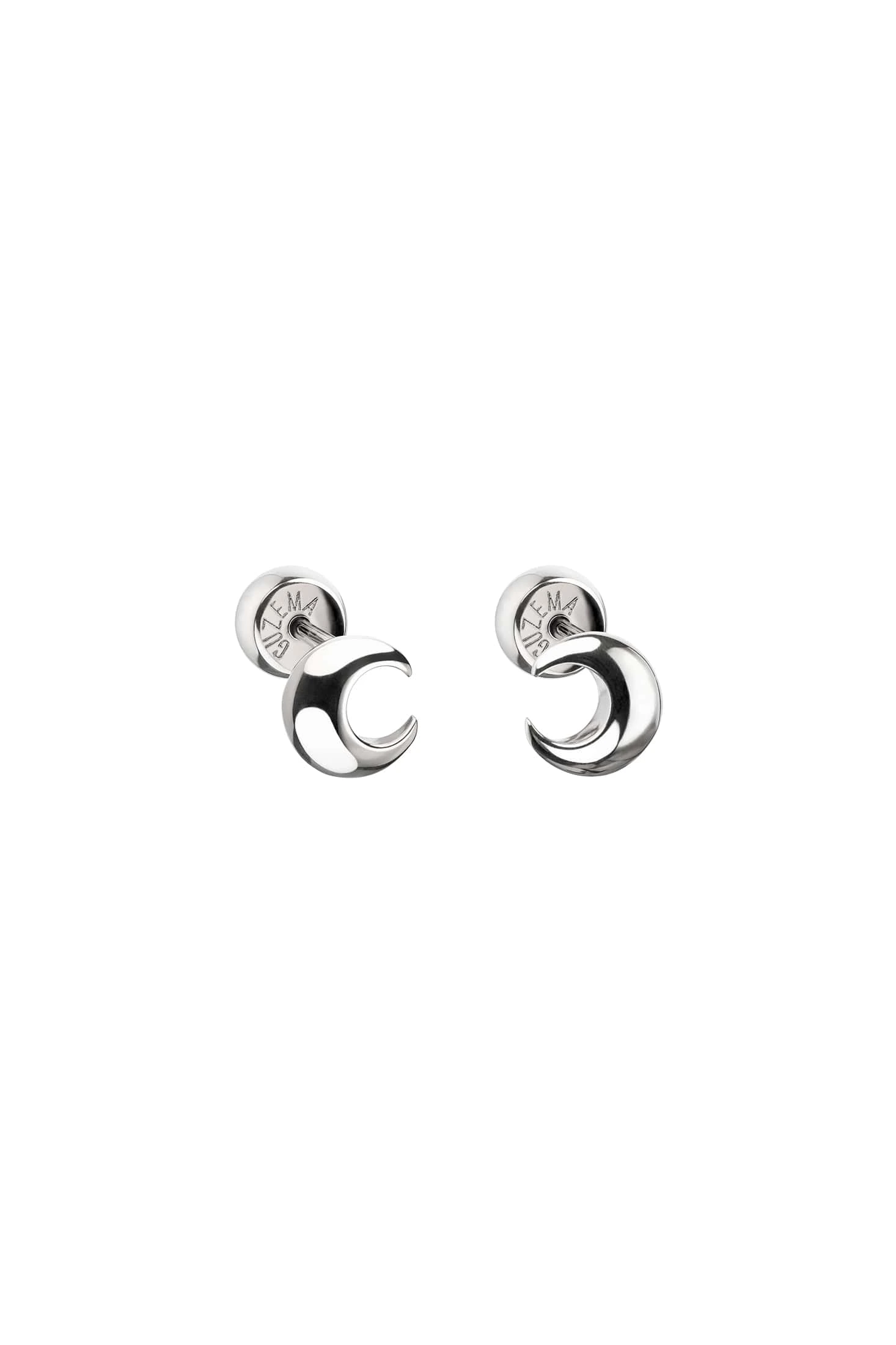 Earrings Mini Moon Stud Earrings, white gold for stylish and elegant looks