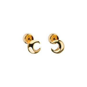 Mini Moon Stud Earrings, yellow gold