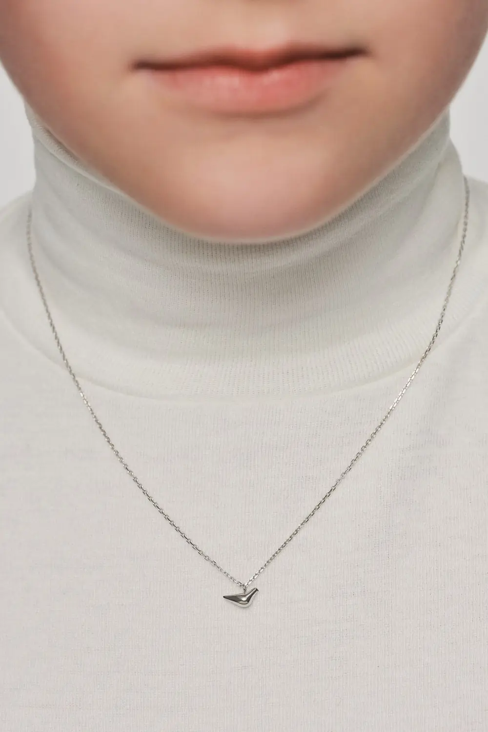 Custom Necklaces Mini Bird Girl Pendant, white gold for a luxurious style